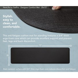 GelPro NewLife Designer Comfort Ergo-Foam Anti-Fatigue Kitchen Floor Mat, 20" x 72", Grasscloth Charcoal