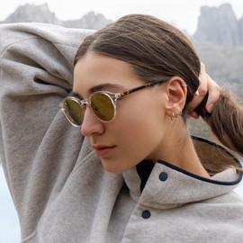 ZENOTTIC Sunglasses Polarised Round Retro Classic UV 400 Protection Vintage Frame for Men Women, Crystal Tea/Gold