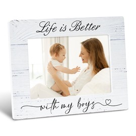 Boy Mom Picture Frame 4x6, Boy Mom Gifts, Son Mother Father Photo Frame, Mothers Day Birthday Gifts from Son, Son Dad Frames, Life Is Better with My Boys Photo Frame for Tabletop and Wall Decor, Horizontally