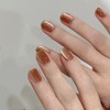 Cat Eye Press on Nails Short Square Fake Nails Brown