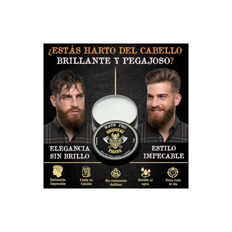 Cera MATE PREMIUM CON FÓRMULA COMPLETAMENTE NUEVA para Barba, Bigote