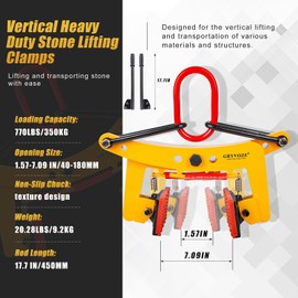 GRYVOZE 770 lbs 2 in 1 Granite Slab Lifting Clamp, 1.57-7.09 Inch X Shaped Heavy Duty Stone Lifter Equipment with Handle, Marble Carrying Clamps Tongs, also Suitable for Concrete and Curbstones