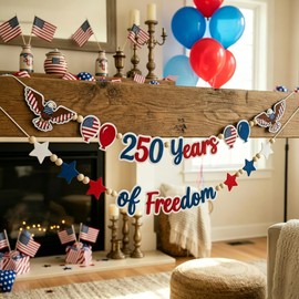 Amreich 4th of July Patriotic Garland 250 Anniversary USA Decoration Banner