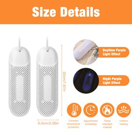 Mineup Electric Shoe Dryer, Portable Shoe Dryer Boot Dryer, Ski Boots Dryer with 3 Timer Modes, Boot Dryer with 360° Drying & Eliminate Odor, Suitable for Shoes, Gloves, Socks, Ski Boots(Purple light)