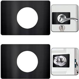 Door Lock Repair Plate, 2 Pcs Door Lock Reinforcement Plate, Door Lock Fixing Plate, Stainless Steel Door Hole Cover Plate, Door Handle Fixing Cover for Preventing Door Lock Loose. (Black)