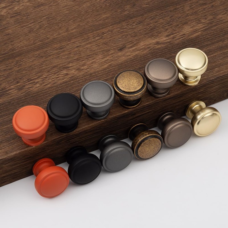 Pusrfots Antique Brass Round Cabinet Knob, Zinc Solid Alloy Hardware,