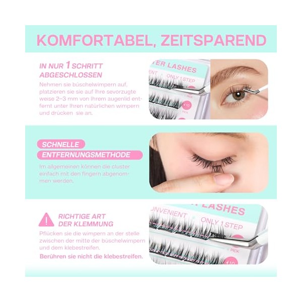 CALAILIS Selbstklebende Wimpern 72 Stück D Curl Druck auf Kein