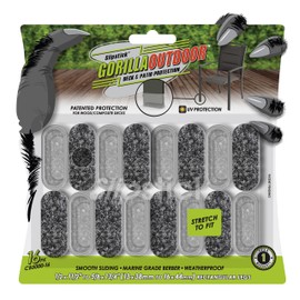 Slipstick GorillaOutdoor Berber Furniture Feet Pads with Clear Sleeve Sock (16 Pack) Weatherproof Outdoor Furniture Sliders for Medium Rectangular Legs