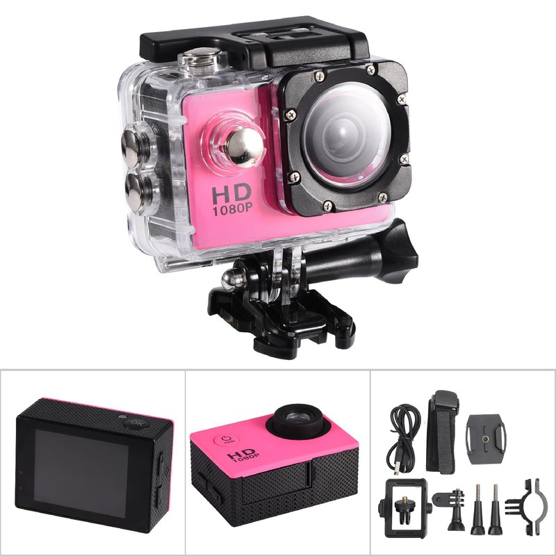 Waterproof Outdoor Cycling Sports Mini DV Action Camera Camcorder (Pink)