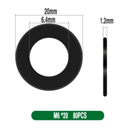 YFLeomry Pack of 80 Flat Washers M6 x 20 mm Black Stainless Steel for Repairs in the House Screws Nuts and Threaded Rod