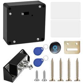 Electronic Cabinet Lock, RFID Lock, Smart Drawer Lock with 2 Key Rings and 2 RFID Cards, Hidden Locks for Double Door Cabinet, Drawer and Wooden Cabinet