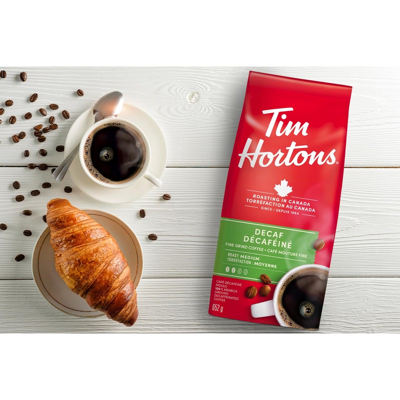 Tim Hortons Decaf, Fine Grind Coffee, Medium Roast, Made with
