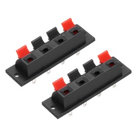 uxcell 4 Way Spring Terminal Clip Push Release Connector Plate Jack Socket Speaker Terminal Strip Block Speaker Jointing Clamp Test Clip WP4-7 2Pcs