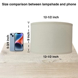 Thuipwroen Drum Lamp Shades Beige Lamps Shades Set of 2, 12.5x12.5x9.5 inch Natural Linen Hand Crafted off-white Lamp shades Large
