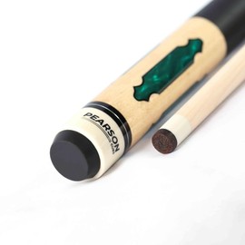 PEARSON Cues League Series Pool Cue Stick - 18-21 oz, 58" Maple Wood Pool Cue with Leather Grip, Stainless Steel Joint, Low-Deflection Shaft | Tournament-Ready Professional Billiard Cue, 21oz, Green