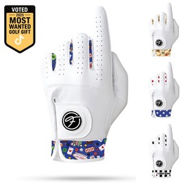 Fore Show Premium Golf Glove – 100% AAA Cabretta Leather Golf Gloves for Men & Women - Left & Right Handed Golfers - Cool Golfer Accessory Gift:_Cowboy_Right Hand (For Lefty Golfers)_X-Large