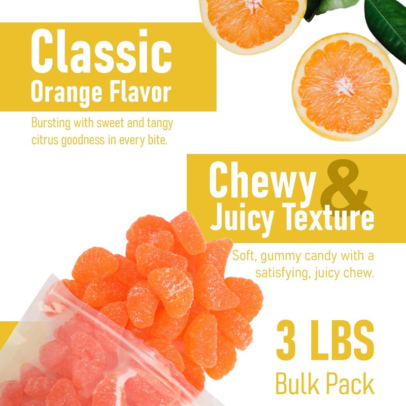 Orange Slices Gummy Candy, in Resealable Bag No Preservatives (3