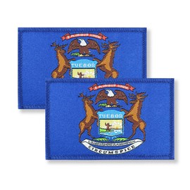 Overdecor Michigan Flag Patch Tactical Military Patches - Hook and Loop Fastener, 2 Pack