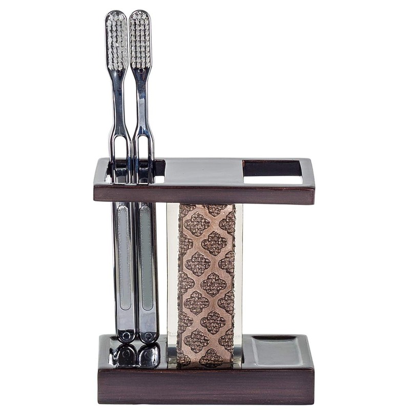 Creative Scents Dahlia Brown Bathroom Accessory Set Complete - Decorative