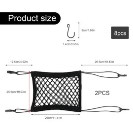 DEANKEJI Motorcycle Luggage Net Pack of 2 Elastic Double Layer Storage Net with Hanging Eyelets and 8 S-Hook Storage Net, Luggage Net Car for Motorcycles, Bicycles, Car Seats