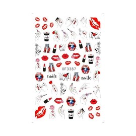 Heart Love Nail Sticker Arrow Valentine Day Love Lock Key Red Lips Xf3387 Nail Wraps Art Stickers Manicure Supplies for Women for Home Nails Full Long Lasting Easy Apply and Remove