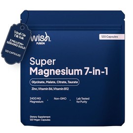 Magnesium Glycinate 7 in 1-2400mg Magnesium Supplements to Support Stress Relief, Sleep, Heart Health, Nerves, Muscles, and Metabolism* - with Magnesium Citrate, Malate, Taurate - 120 Capsules