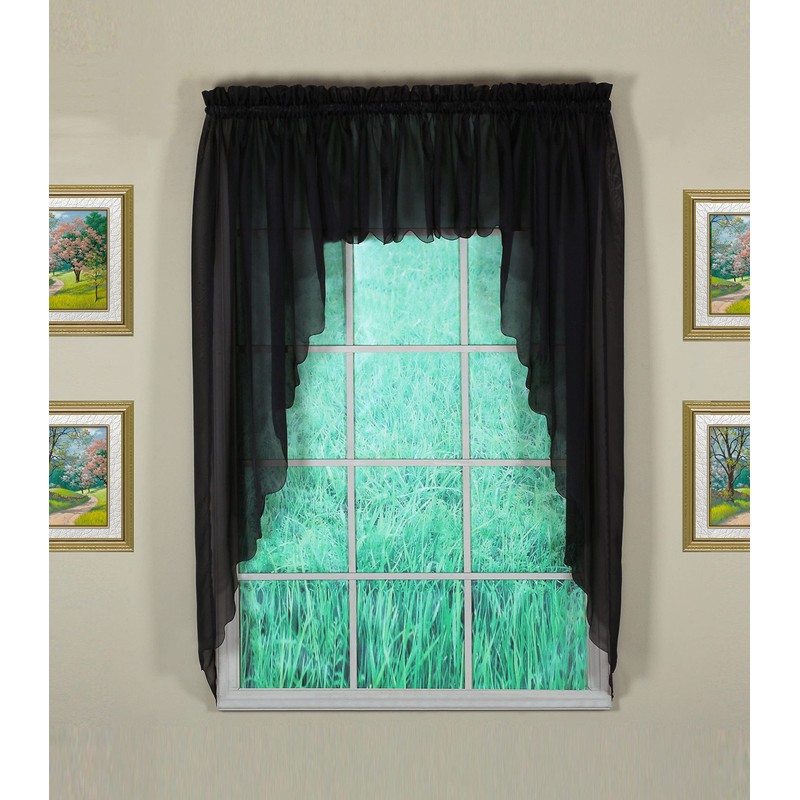 Today's Curtain Emelia Original Voile Valance 14", Black, 60" W