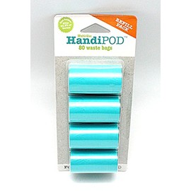 Magnet & Steel HandiPOD Dog Poop Bag and Hand Sanitizer Dispenser (Turquoise Refill Pack)
