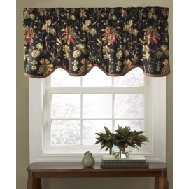 WAVERLY FELICITE NOIR UNLINED  ROD POCKET VALANCE NOIR 50" X 15"  NEW