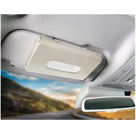 JEYODA Car Tissue Case Car Sun Visor Tissue Headrest/Armrest/Dashboard PU Leather Hanging(Beige)