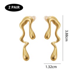 2 Pairs of Earrings, Irregular Earrings, Long Pendant Earrings, Stainless Steel Earrings, Design Earrings, Geometric Earrings, Jewellery Gifts for Women and Girls