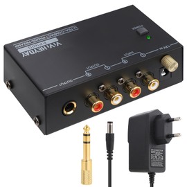 Phono Turntable Preamp, M/M Phono Preamp with Power Switch with DC 12V Power Supply, Preamp for Turntable with RCA Input, RCA/TRS Output