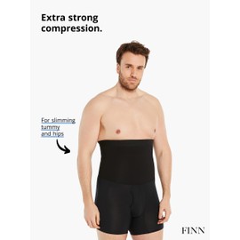 FINN Men's Shapewear Boxer Briefs with Tummy Control – Figure-Shaping Body Shaper Compression Shorts – High-Waisted Girdle Pants for Men Made from Cotton Black S
