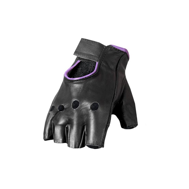 Hot Leathers womens Motorcycle cold weather gloves, Black/Purple, Large