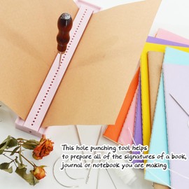 UPTTHOW Signature Punch Tools for Bookbinding Supplies with an Awl and Cradle for Starter, Plastic, Easy Scrapbooking Kits for Crafts, Notebook, Diaries, Planner, Pink