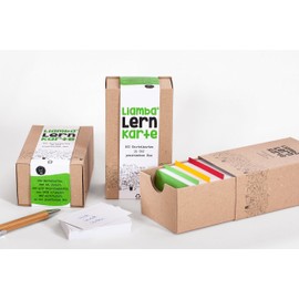 Liamba learning card 500 index cards in practical learning box DIN A8 format 7.4 x 5.2 cm 190 g lined FSC index box made from recycled cardboard, Made in Germany