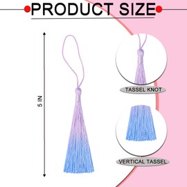 50PCS Mini Silk Tassel for Craft DIY Bookmark Cute Jewellery Making Resin Beaded, Girl Earring, Keyring, Graduation, Small Key, Long Ribbon Fabric Sewing, Curtain Trim Door Home Decor (Purple Blue)