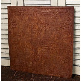Factory Direct Craft Package of 6 Vintage Inspired Rusty Dots and Shells Antique Tin Ceiling Tiles for Home Décor Projects (12" x 12")