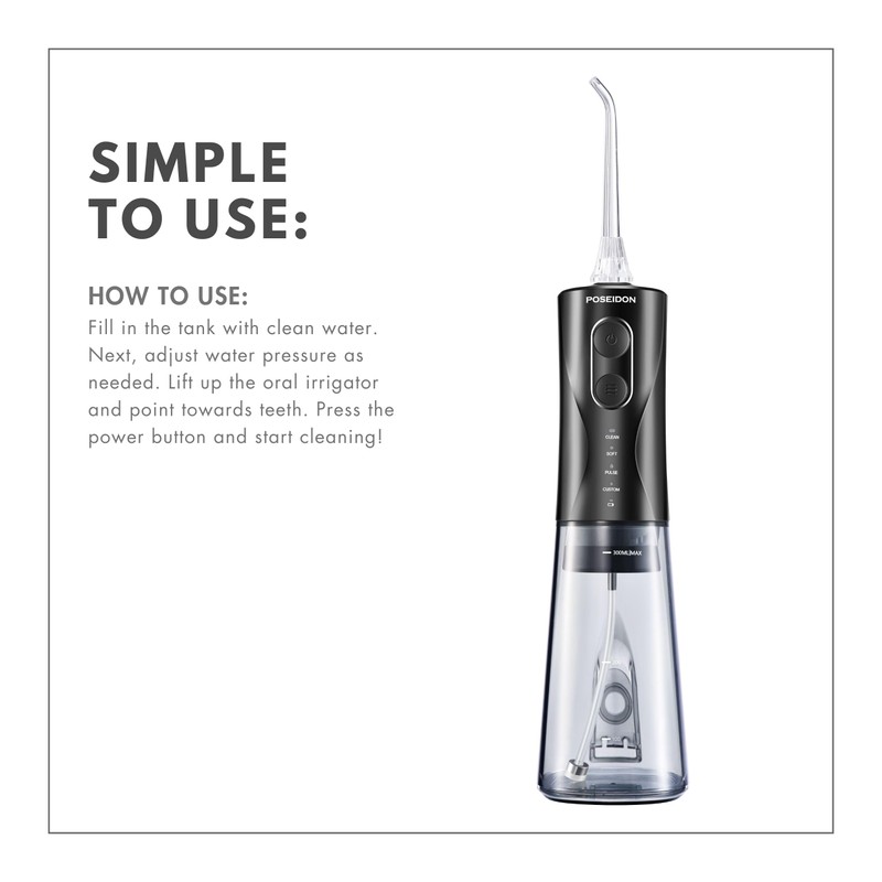 ToiletTree Products Oral Irrigator by Poseidon Portable and Cordless Water