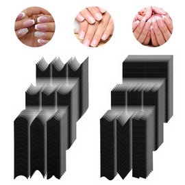 2350Pcs French Tip Nail Stickers,French Manicure Strips Frenchs Tip Guide Stencils for Nail Art Self Adhesive Black Tips Stickers for Women DIY Nails Stencil Tools(60 Sheets 6 Different Designs)
