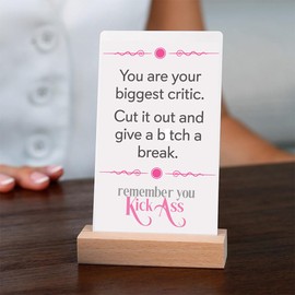 VAPARA DESIGNS KickAss Affirmation Cards For Women with Stand - Sweary Motivational And Inspirational Cards - Funny Gift For Women