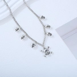 Skull Necklace - Unique Skeleton Jewelry With Skull Pendant And Bone Detail, Skull Jewellery Women, Bones Necklace, Skull Choker, Skull Gifts Women, Skull Gifts, Silver Choker, Skull Necklace Charm