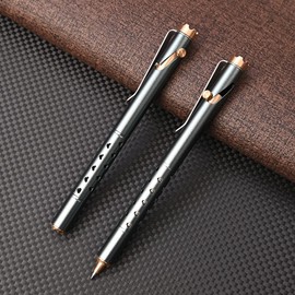 SZHOWORLD Aluminum Alloy Bolt Action Pen, with Brass Crown Bolt Signature Pen, Compatible with Parker Gel Refills for School Office Business EDC (Grey)