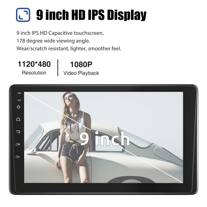 ESSGOO 9" Single DIN Wireless Apple CarPlay Android Auto Car