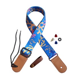 Farcaya Ukulele Strap Hawaiian Style Soprano Concert Tenor Baritone Uke Music Instrument Accessories Neck Tie Lock Button (Blue Coral)