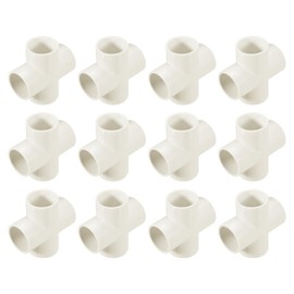 MECCANIXITY 4 Pcs PVC Fitting, Cross 4 Way PVC 1 1/4" 1.3" PVC Connectors PVC Elbow PVC Pipe Fittings PVC Coupling PVC Furniture Corner Connector for DIY Garden Support Structure, White