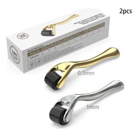 2pcs Dermaroller Facial Para Regenerador Colágeno 0.5 + 1mm rodillo para barba