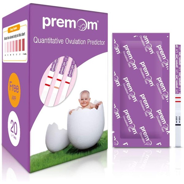 Premom Quantitative Ovulation Test Strips, Ovulation Predictor Kit with Smart Digital Ovulation Reader APP, Numerical Ovulation Tests, 20 LH Test
