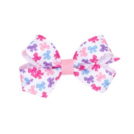Wee Ones Girls' Grosgrain Hair Bow with Bow Print, Handmade, Multi, Mini
