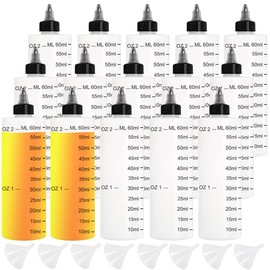 Set of 16 60ml Plastic Bottled Lopper Bottles Translucent Graduated Plastic Model Paint Divider Bottles Dropper Bottles Paint Liquid Containers for Dilution Experiment Craft Art Multi-Use with 8